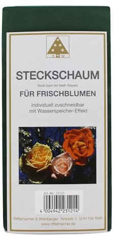 Riffelmacher & Weinberger 23121 – Steckschaum für Frischblumen, optimale Wasserversorgung für Gestecke, Steckmasse für DIY, Floristik und Hochzeit, Größe 23 x 11 x 7,5 cm