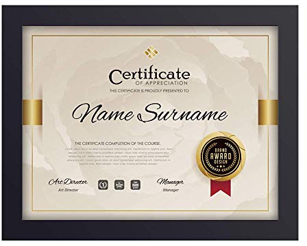 RPJC Document or Certificate Frames Made of Solid Wood High Definition Glass and Display Diplomas 8.5x11 Inch Standard Paper Frame Black