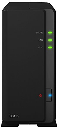 Synology DS118 NAS - Servidor de Almacenamiento Versátil, Potente y Compacto, Ethernet, Lector híbrido, Negro