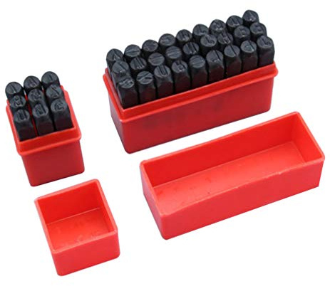 Healifty Letter Number Stamp Set 36Pcs Carbon Steel Metal Punch Stamps 4Mm with Storage Box for Diy Crafting and Logo Marking