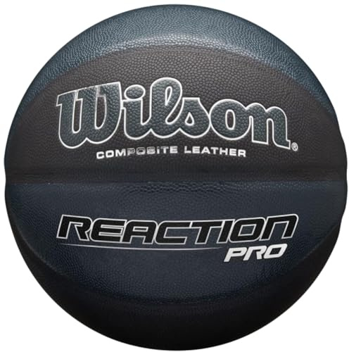 Wilson REACTION PRO SHADOW Basketball, Mixed Leather, Size: 7, For Indoor and Outdoor Use, Black, WTB10135XB07