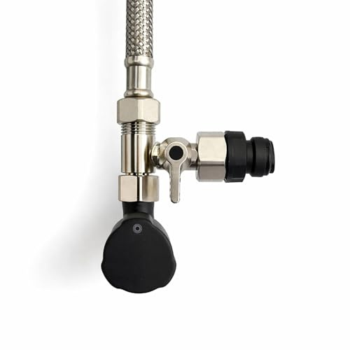 Adaptador de válvula de cierre de Neues Wasser Group - Herramienta de conexión de agua de manguera en T, macho de 3/8 x QC de 1/4 x tuerca de 3/8, organizador de refrigerador lado a lado