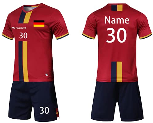 Fußball Trikot Kinder Erwachsene Benutzerdefinierte Fussball Trikot T-Shirt Shorts 2 teiliges Set - Benutzerdefiniert Beliebiger Name Nummer Team Logo Trikot Personalisiert