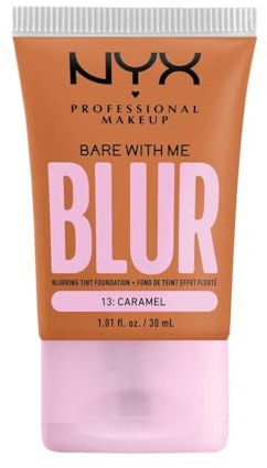 NYX Professional Makeup Blurring Tint Foundation, Medium Coverage, Matte Finish, With Niacinamide, Matcha and Glycerin, 12 Hours Hydrating, Bare With Me Blur, 30 ml, Shade: Caramel