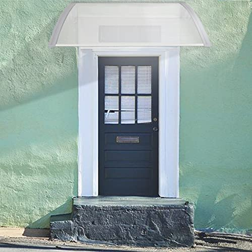 Auvent de Porte d'entrée Toit Marquise en Polycarbonate Porte Résistante Toit Abri Protection Contre La Pluie et UV,Marquise Porte d'Entree Terrasse Toit Abri Protection (80 * 120cm),Cadre Gris
