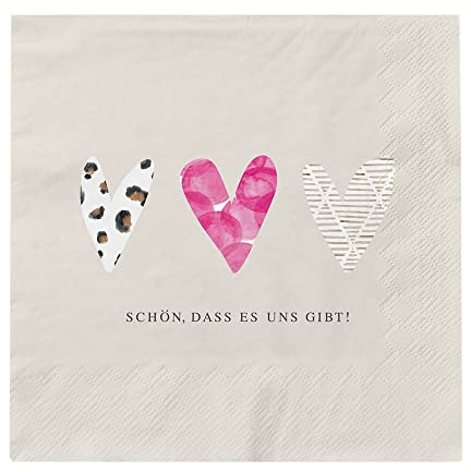 Grafik Werkstatt Servietten mit Spruch | 20 Stück | 12,5 x 12,5 cm | beige | Schön, dass es uns gibt!