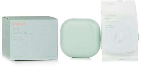 LANEIGE Neo Cushion Matte Base de Maquillaje, Acabado Mate, Cobertura Media, Hidratante, Larga Duración, #21N, 15g + Repuesto 15g