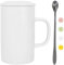 NIUKOMY Riesen Kaffeetasse 900ML, Jumbo Becher Porzellan, Extragroße Keramik Kaffeebecher, Große Teetasse mit Deckel und Löffel, Super Gross Tasse, XXL Big Mug 30OZ, Weiße
