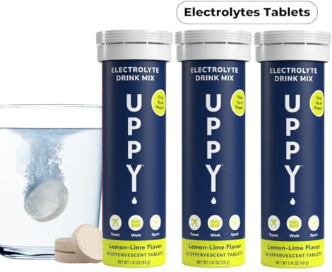 Uppy! Elektrolyt-Hydratationstabletten lösliche Elektrolyttabletten Rehydrationstabletten für Reisen und Sport 30 (3er-Pack), Zitrone-Limette mit einem Hauch Ingwer (30 (3 Tubes), Lemon Lime)