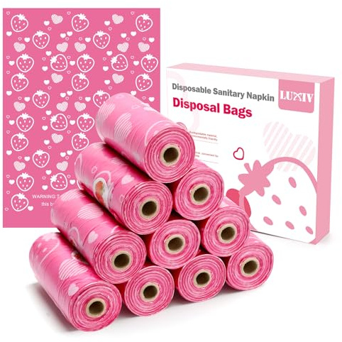 150Pcs Sanitary Napkin Disposal Bags, Luxiv Pink Disposable Sanitary Bag Personal Care Disposal for Tampons Trash Bag, Disposable Mini Bags for Women Privacy Handling Bag Diaper Sack