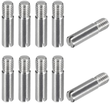 uxcell 10Pcs M5 x 20mm Slotted Cylindrical Pin 304 Stainless Steel Dowel External Thread Locating Pin for Furniture Cabinets