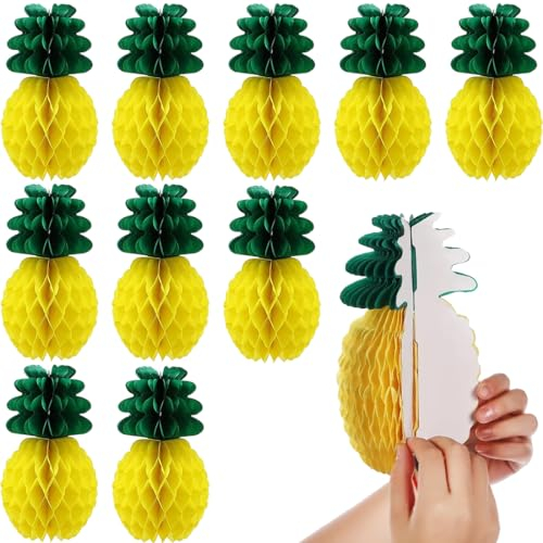 MenYiYDS 10 PCS Pineapple Honeycomb Ball Paper,Hawaiian Tropical Fruit,Paper Pineapple Decoration,Tropical Summer,Wedding,Party Decoration,Paper Lantern,Pineapple PER BICICLETTA