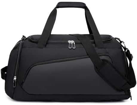 Sporttasche mit Schuhfach und Nassfach - Reisetasche - Sporttasche Herren und Damen - Schwimmtasche - Gym Bag - Tasche für Sport, Gym & Fitness, Weekender, Reisen - Schwarz