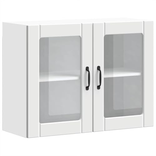 vidaXL Kitchen Wall Cabinet with Glass Door Lucca White Engineered Wood, kitchen wall unit, cabinet for kitchen wall, kitchen cabinet on wall