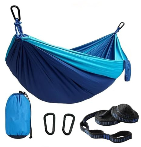 Camping Hammocks, Double & Single Hammock with Tree Straps,Portable Lightweight Parachute Nylon Camping Gear for Outside Hiking Beach Backpack Survival Travel- Up to 400lbs