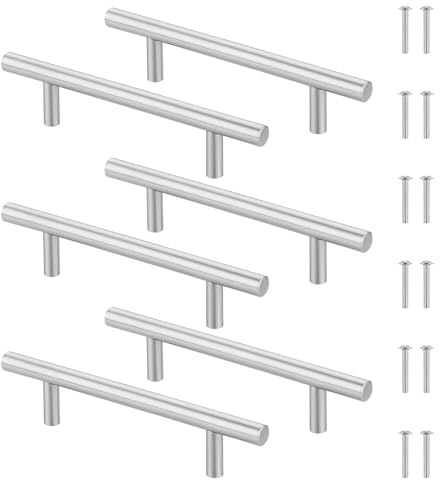 Luxeu Maniglie per Mobili da Cucina, 6 Pezzi 96mm Maniglie Cucina Acciaio Inox, con 12 Viti, per Armadio, Cassetti, Mobili Decorazioni (Argento)