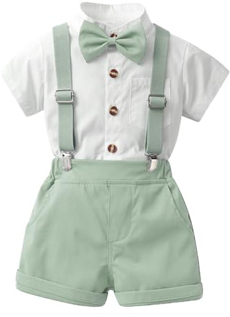 Vêtements de baptême pour garçon - Manches courtes - Solide - T-shirt - Bretelles - Short pour enfant - Tenue de gentleman - Football avec nom imprimé