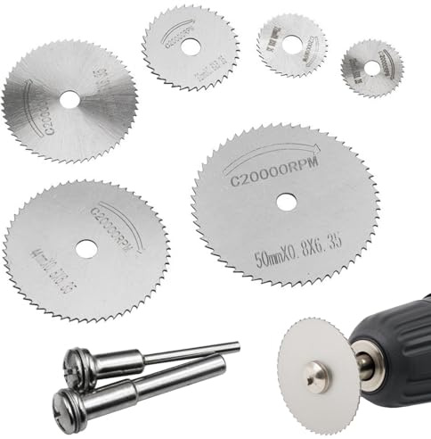 Chtaoxin 8Pcs Circular Saw Blade, High-speed Cutting Saw Blade with 3mm and 5.5mm Matching Connecting Rods, Wheel Cutting Blades for Drills Rotary Tools Wood Plastic Metal Cutting