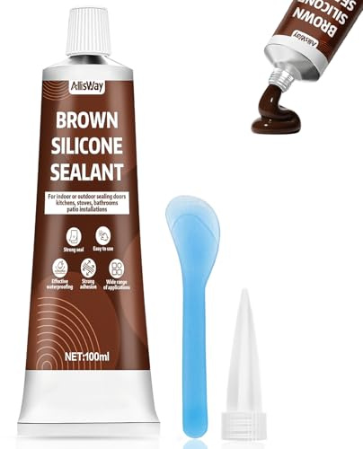 Allisway Silicone Marron, Colle Silicone, Mastic Acrylique, Convient pour les Joints de Portes et Fenêtres, les Joints de Salle de Bain et les Joint D'escalier, Intérieur et extérieur,100 ml