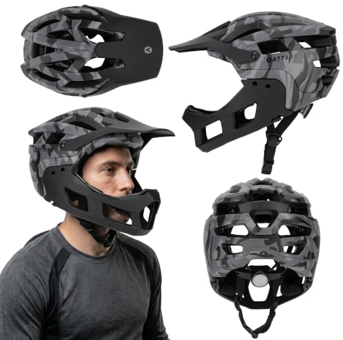 ATTABO State 2.0 Fullface - Casco de bicicleta con mentonera desmontable, color gris