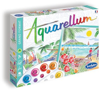 Sentosphere 06360 Aquarellum Malset für Kinder, Motiv Tropische Inseln, große Malvorlagen, Bastelset, Kreativ-Set, DIY 3906360
