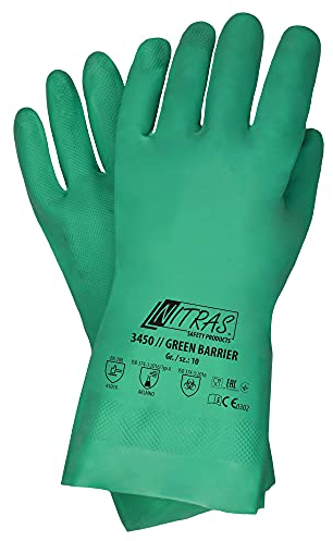 12 Paar Nitras 3450 Green Barrier - Chemikalienhandschuhe aus Nitril - Gr XL