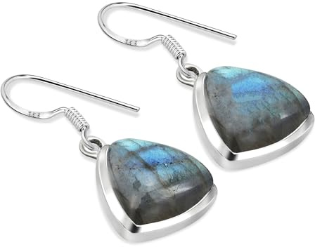 Unique Gems Boucles d'oreille pour la femme Labradorite 12.2 ct Argent 925 Qualité par bijoutier