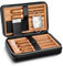 LEACHOI Leder Zigarren Reise Humidor, Zigarrentasche mit Feuerzeug und zigarrenschneider, Zigarren Zubehör Set, Zigarren Geschenkset, Hält bis zu 6 Zigarren