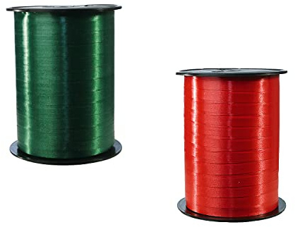 Clairefontaine 601729AMZC - lotto da 2 bobine di nastro liscio - 500mx0,7 cm - imballo regalo, accessorio da decorazione - Verde/Rosso
