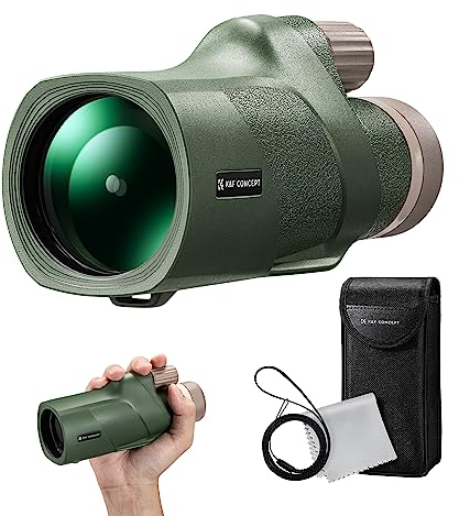 K&F Concept Monokular Teleskop 12x50 HD Handy Fernrohr Mit Arca-Schnittstelle für Vogelbeobachtung, Jagen, Wandern, Konzert (IP66 Wasserdicht Grün)