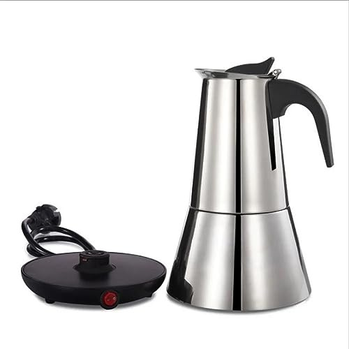 Rewhey 300ML Electric Moka Coffee Pot American plug Plug 6 Cups Stainless Steel Thickening Espresso Coffee Maker Italian Cuban Classic Coffee Pot