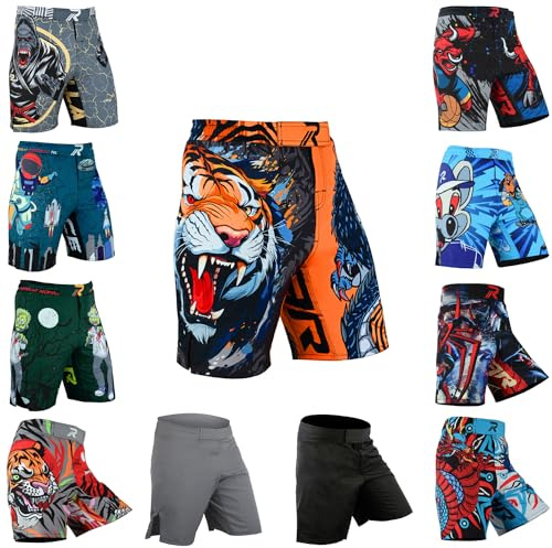 Roar Kids Mixed Martial Arts MMA Shorts BJJ Cross Training Gym Boxing Grappling Kickboxing Muay Thai Workout Shorts (US, Alpha, X-Small, Regular, Tiger-Dragon)
