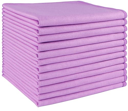 HOMEXCEL panni in microfibra per la pulizia dei vetri 12 pezzi, senza pelucchi, senza striature, riutilizzabili per la pulizia di finestre, vetri, specchi, schermi, ecc, viola - 12” x 12”