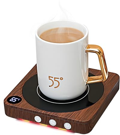 MQFORU Scaldatazze, Scalda Caffè da Tavolo con Display Della Temperatura, Spegnimento Automatico 2-12H, Scalda Candele Intelligente, Scalda Bevande con il Miglior Sapore di Caffè