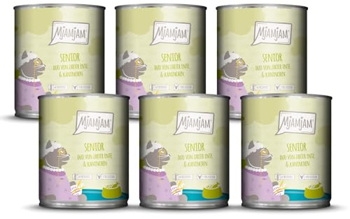 MjAMjAM - Premium Nourriture Humide pour Chats - Senior - Duo de Canard Tendre & Lapin, Paquet de 6 (6x800g), sans céréales