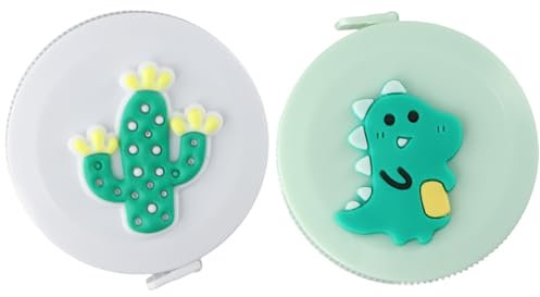 Naapesi Mètres Rubans Rétractables Double Face, Lot de 2, Dessin Animé, 60 Pouces/150 cm, Pour Mesure du Corps, Couture, Tissu (Vert+Blanc)