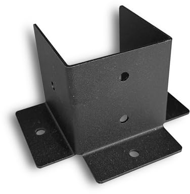 FenceEasy Fence Post Floor Fixing Bracket (4 Sizes Available) - Black (for 3 / 75mm Wood)