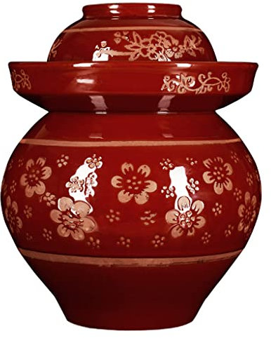 vaso di fermentazione. Vaso di decapaggio in vaso di coccio di fermentazione in ceramica tradizionale cinese con coperchio a tenuta d'acqua, grande vaso Kimchi in ceramica addensata(2.5KG)