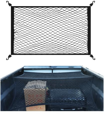 WUSJCOF Rete Bagagliaio 60x40cm Espandibile fino a 120x80cm, Rete per Bagagliaio per Sicurezza e Organizzazione con 4 Ganci, Universale per Auto, SUV e Camper