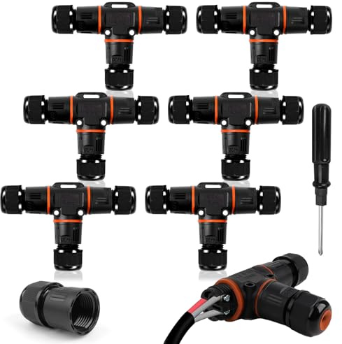 HIMOMO Conecto Impermeable IP68 en Forma de T, Empalmes Cables Electricos de 3 pines para Cables Ø3-12mm, Conector Estanco para Exterior y Jardín