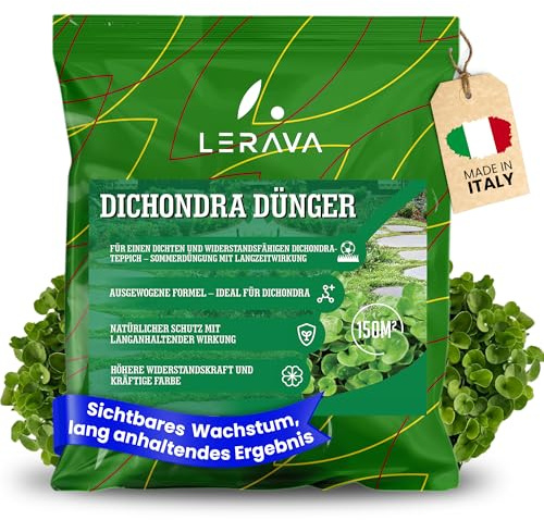 LERAVA Concime per dicondra (4,6 kg) - granulare a lenta cessione - prato verde fitto e denso - fertilizzante primavera estate per tappeto erboso