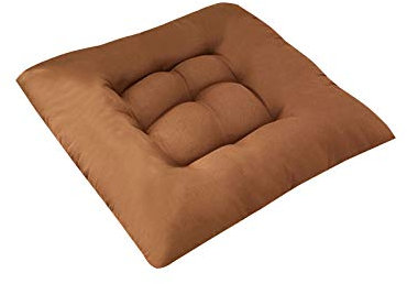 Thickened Soft Square Chair Cushion with Straps - Cotton Upholstered Padded Pad for Office, Home, or Car - Light Coffee Color, Solid Comfort for All Seating