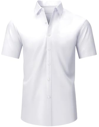Okdance Mens Short Sleeve Button Down Shirt Classic Fit Smart Casual Work Shirt Lightweight Formal Office Shirt for Summer