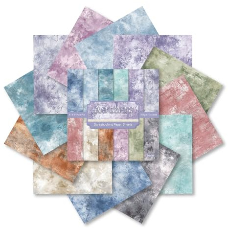 PLUSHCEWT 24 Sheets Vintage Scrapbook Paper, 6x6 inch Decoupage Paper Sheets, 12 Vintage-Inspired Designs, Patterned Craft Papers for Scrapbooking, Card Making, Gift Wrapping, DIY (M1)