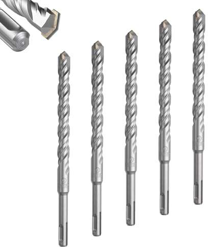 Geinxurn Juego de 5 brocas para mampostería SDS Plus de 16 mm x 210 mm, con punta de carburo, perforación en ladrillo, piedra y hormigón, paredes de cemento