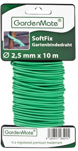 GardenMate Lien de tuteurage 2,5mm x 10m pour Plantes et arbustes - Fil d'acier entouré de Caoutchouc