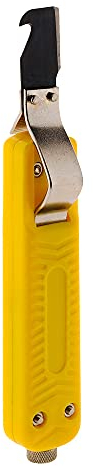 Zenitech - Cuchillo para Pelar y Cortar Cables - Tipo Jokary - Hoja Precisa y Guía Móvil - para Cables Redondos y Planos de 8 a 28 mm - Tornillo de Ajuste de Profundidad - Amarillo - 165 mm