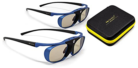 Hi-Shock RF/BT Pro Deep Heaven & Dualcase | Gafas 3D activas para televisores 3D de Samsung, Sony, Panasonic | Compatible con SSG-3570 CR / AN3DG35 / TY-ER3D5ME [120 Hz | Recargable]