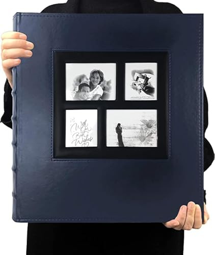 RECUTMS 600 Photo Album 4x6 Pockets Photo, Leather Cover Large Capacity Family Wedding Picture Albums Holds 600 Horizontal and Vertical Photos (Blue)