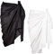 Chuangdi 2 Stück Sarong Coverups für Frauen Badeanzug Wickelrock Strand Bikini Cover Up Bademode Chiffon, schwarz / weiß